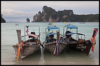 Boats, bay, and cliffs,  Ao Lo Dalam, Ko Phi-Phi island. Krabi Province, Thailand