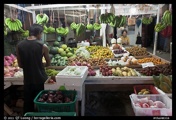 Fruit stall at night, Tonsai village, Ko Phi Phi. Krabi Province, Thailand