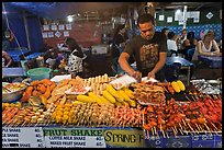 Restaurant with seefood on skewers, Phi-Phi island. Krabi Province, Thailand