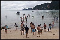 Beach with tourists arriving, Phi-Phi island. Krabi Province, Thailand