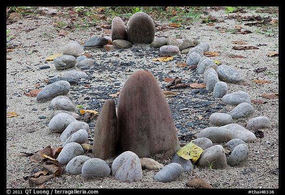 Grave marked with just stones, Ko Phi Phi. Krabi Province, Thailand (color)