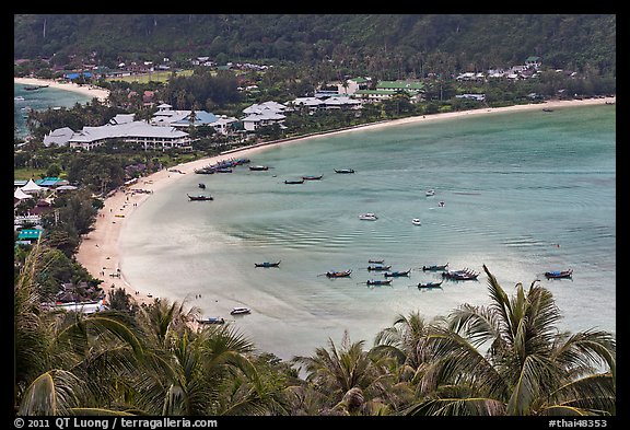 Ao Lo Dalam from above, Ko Phi Phi. Krabi Province, Thailand (color)