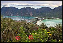 Panoramic view of isthmus and Tonsai village, Ko Phi-Phi island. Krabi Province, Thailand