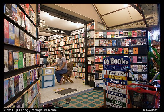 International bookstore, Phi-Phi island. Krabi Province, Thailand (color)