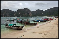Longtail boats, Tonsai beach, Ko Phi Phi. Krabi Province, Thailand ( color)
