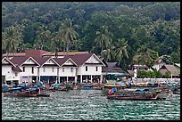 Houses and hillside, Ton Sai, Phi-Phi island. Krabi Province, Thailand (color)