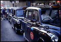 Black London cabs. London, England, United Kingdom (color)