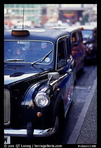 Black London taxis. London, England, United Kingdom (color)