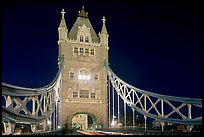North Tower of the Tower Bridge at night. London, England, United Kingdom