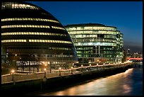 City Hall, designed by Norman Foster,  at night. London, England, United Kingdom