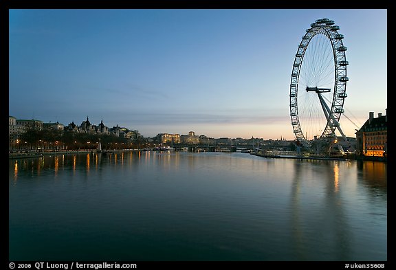 Thames River and Millennium Wheel at dawn. London, England, United Kingdom