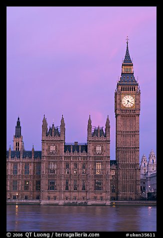 Big Ben tower, palace of Westminster, dawn. London, England, United Kingdom (color)