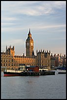 Houses of Parliament across the Thames, early morning. London, England, United Kingdom (color)