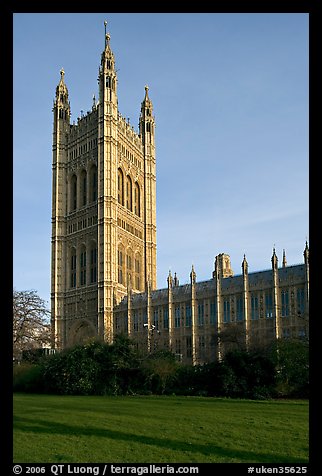 Victoria Tower seen from the Victoria Tower Gardens. London, England, United Kingdom (color)