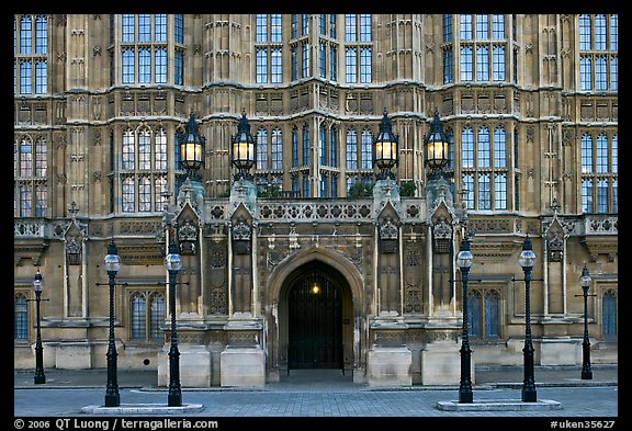 Gothic facade of Westminster Palace. London, England, United Kingdom