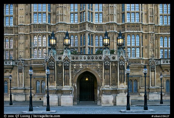 Gothic facade of Westminster Palace. London, England, United Kingdom