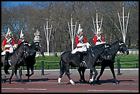 Horse guards riding near Buckingham Palace. London, England, United Kingdom ( color)