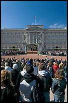 Tourists waiting for the changing of the guard in front of Buckingham Palace. London, England, United Kingdom ( color)