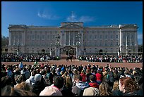 Crowds during  the changing of the guard in front of Buckingham Palace. London, England, United Kingdom