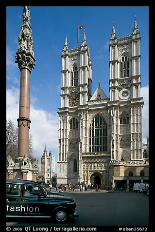 Westminster Abbey western facade, afternoon. London, England, United Kingdom