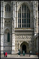 Facade and entrance to the Collegiate Church of St Peter, Westminster. London, England, United Kingdom