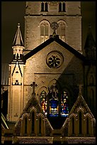 Southwark Cathedral detail at night. London, England, United Kingdom