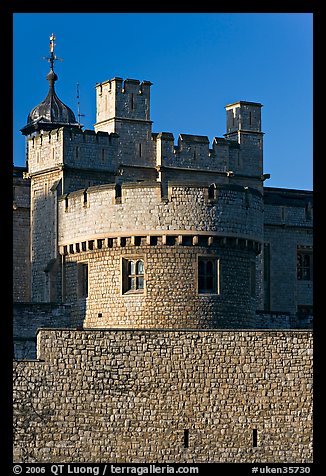 Turrets, outside wall, Tower of London. London, England, United Kingdom