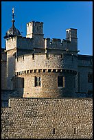 Turrets, outside wall, Tower of London. London, England, United Kingdom