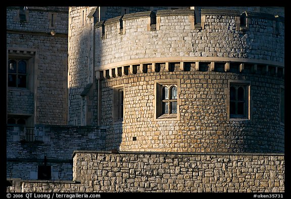 Detail of turret and wall, Tower of London. London, England, United Kingdom