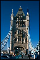 Commute hour on Tower Bridge, early morning. London, England, United Kingdom ( color)