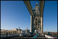 Jogger and South Tower of Tower Bridge,  early morning. London, England, United Kingdom