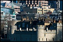 Tower of London and modern buildings. London, England, United Kingdom ( color)