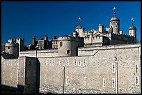 Outer wall and White Tower, Tower of London. London, England, United Kingdom