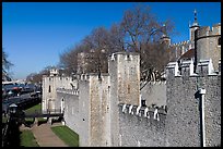 Rampart with crenallation,  Tower of London. London, England, United Kingdom