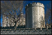 Crenallated wall and tower, Tower of London. London, England, United Kingdom