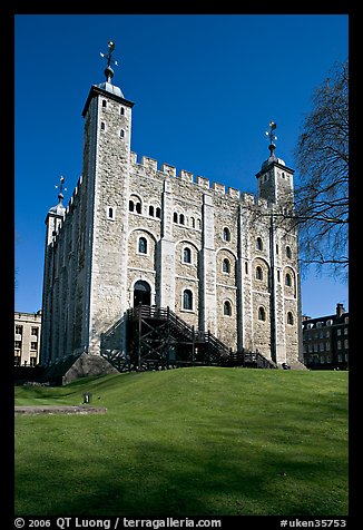 White Tower and lawn, the Tower of London. London, England, United Kingdom