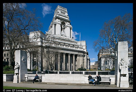 Public benches and monument honoring sailors lost at sea. London, England, United Kingdom (color)