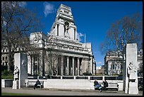 Public benches and monument honoring sailors lost at sea. London, England, United Kingdom ( color)