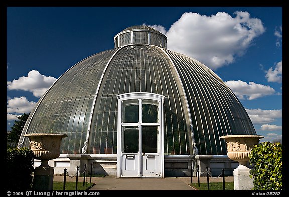 Entrance to the Palm House. Kew Royal Botanical Gardens,  London, England, United Kingdom (color)