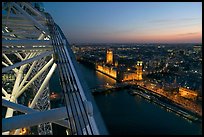 London Eye and Westmister Palace at sunset. London, England, United Kingdom