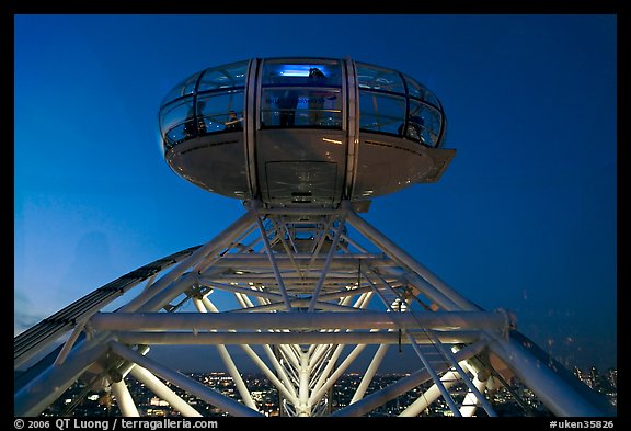 London Eye capsule at night. London, England, United Kingdom