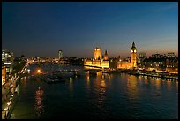 River Thames and Westmister Palace at night. London, England, United Kingdom (color)