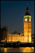 Big Ben and Westminster Bridge at night. London, England, United Kingdom (color)