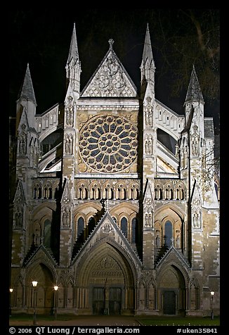 Westminster Abbey North entrance  at night. London, England, United Kingdom