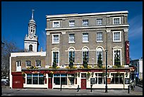 Hotel and church. Greenwich, London, England, United Kingdom (color)