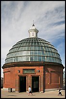 Entrance to the pedestrian tunnel under the Thames River. Greenwich, London, England, United Kingdom ( color)