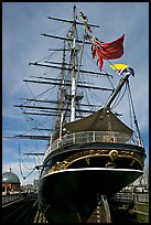 Stern of the Cutty Sark clipper. Greenwich, London, England, United Kingdom (color)