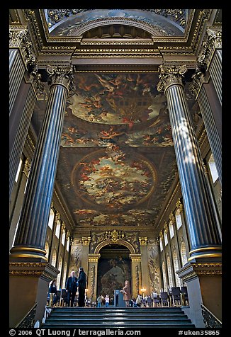 Painted Hall of Greenwich Hospital, decorated by Sir James Thornhill in 19 years. Greenwich, London, England, United Kingdom (color)