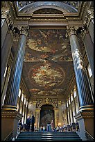 Painted Hall of Greenwich Hospital, decorated by Sir James Thornhill in 19 years. Greenwich, London, England, United Kingdom