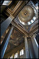 Columns and entrance of Painted Hall of Greenwich Hospital. Greenwich, London, England, United Kingdom (color)